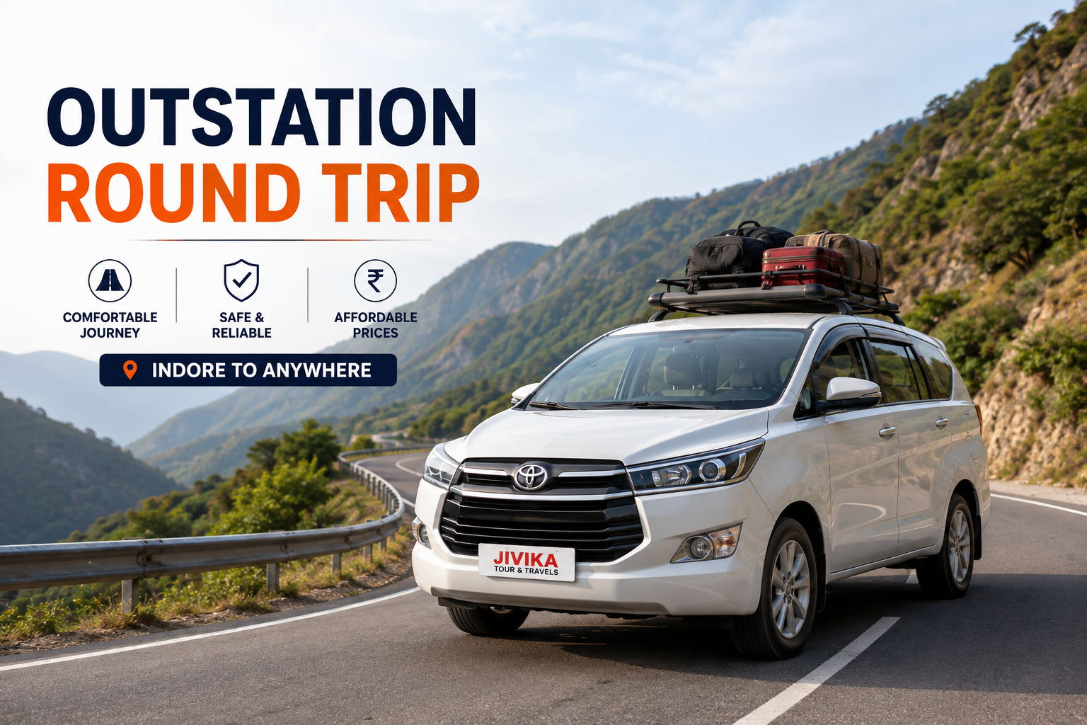 Outstation Round Trip taxi services in Indore- Jivika Tour & Travels